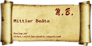 Mittler Beáta névjegykártya